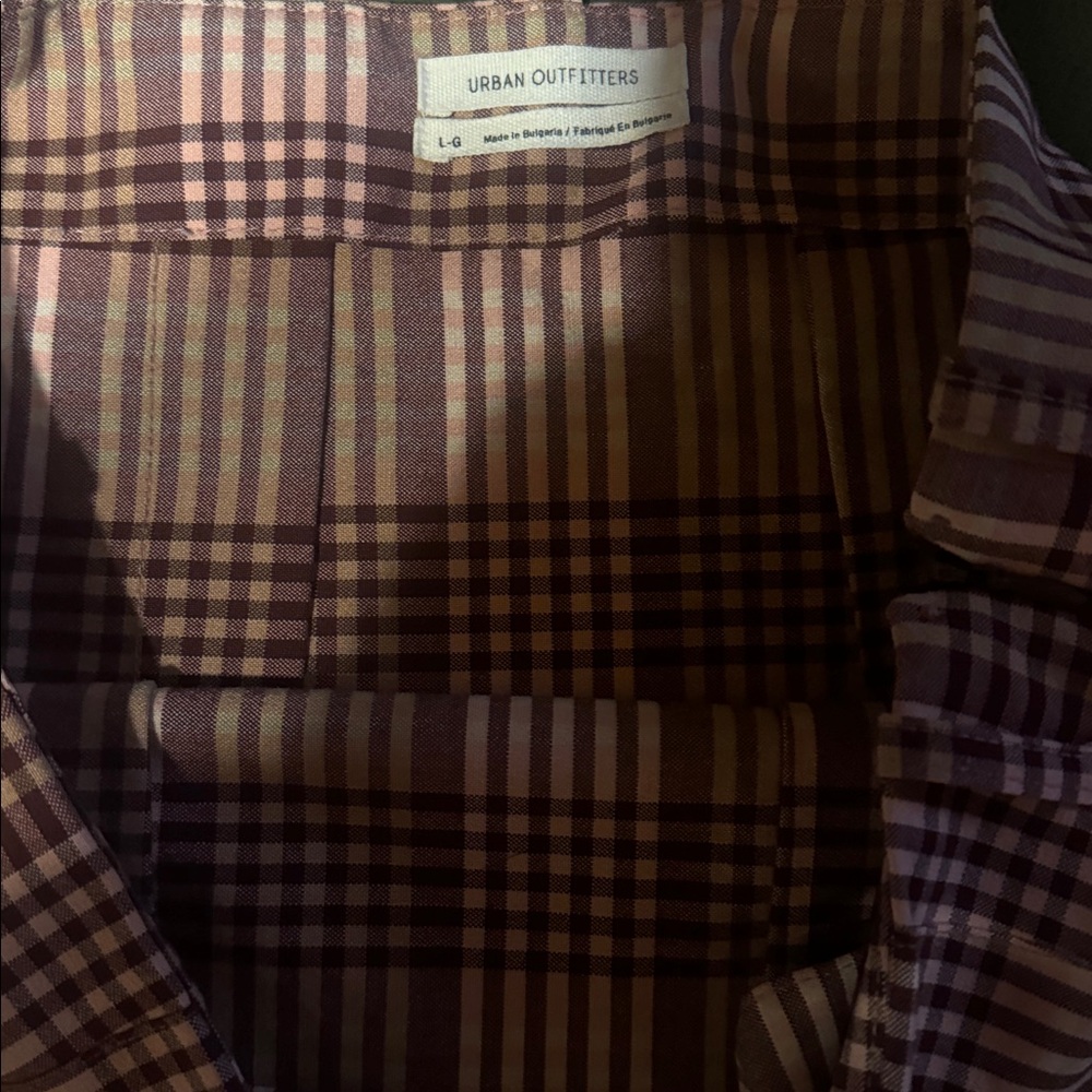 Urban Outfitters Plaid Mini Skirt in Pink and Brown, Size L, EUC - Picture 3 of 4